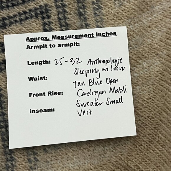 Anthropologie Sleeping on Snow Tan Blue Open Cardigan Mabli Sweater Small Vest - Picture 4 of 4